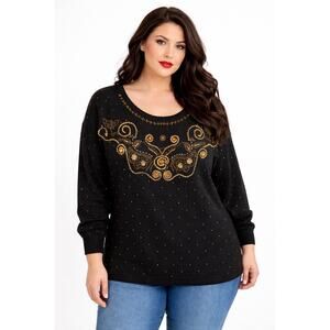 Vintage Jessica Stevens size 22 women beaded long sleeve sweater